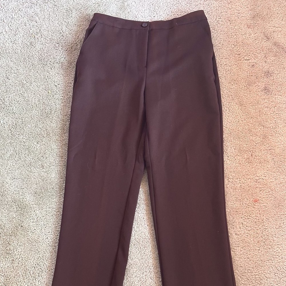 women's dress pants, brown, mid rise, erin london